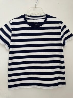 Everlane Navy & White Horizontal Stripe Box Cut Tee